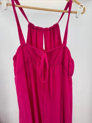 Old Navy Hot Pink Orange Maxi Dress Colorblock L halter style beach vacation thumbnail 6