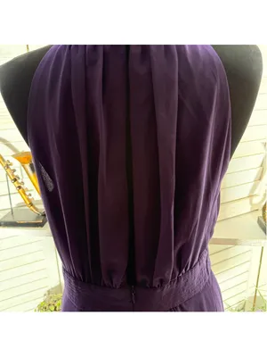 Vintage Y2K chiffon maxi dress prom formal beaded pearls open back whimsigoth M thumbnail 7