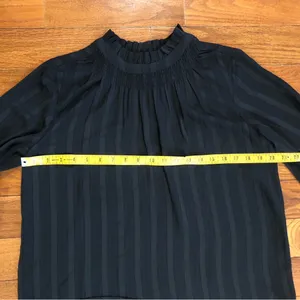 Ann Taylor Black Pleated Blouse with Ruffle Trim Women's Small thumbnail 6