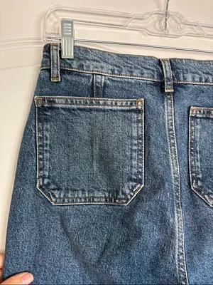 Reformation Alyssa Patch Pocket High Rise Wide Leg Jeans Anguilla Wash thumbnail 6