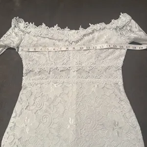 White Floral Lace Long Sleeve Off the Shoulder BodyCon Party Dress Size M *READ thumbnail 7