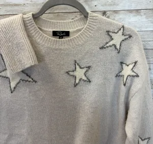 Rails Womens XS Sweater Cashmere Blend Virgo Gray White Stars Drop Shoulder thumbnail 1
