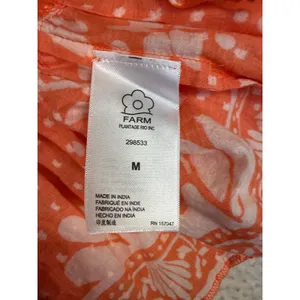 FARM RIO Medium Orange White Cotton Tiered Ruffle Mini Skirt Aztec Boho Festival thumbnail 4