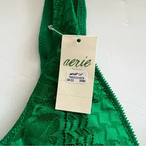Aerie Holiday Best Lace Waffle Longline Bralette in Everglade Size M New thumbnail 8