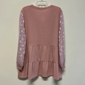 NWT Clearlove blush sheer long sleeve tiered top size XXL thumbnail 4