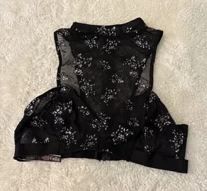 Victoria's Secret Womens Black Mesh High Neck Bralette Sparkly Sz L Emo Girl Festival Grunge thumbnail 1