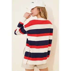 Free People League Of Her Own Cardigan Sweater Americana Stripes Preppy Large thumbnail 7