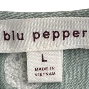 Blu Pepper Womens Babydoll Polka Dot Tiered Dress Size L Sage Green Cottagecore thumbnail 7