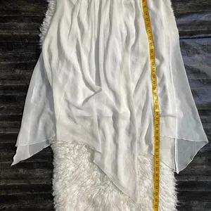 White Ivory Dress Empire Waist Rhinestone Handkerchief Hem Fairycore Whimsical thumbnail 8