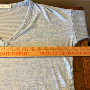 Rag & Bone Light Blue Heathered V-Neck Ribbed Long Sleeve Top Small thumbnail 6