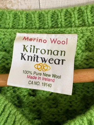 Vintage Kilronan Knitwear Green Irish Merino Wool Cable Knit Cardigan Sweater thumbnail 7