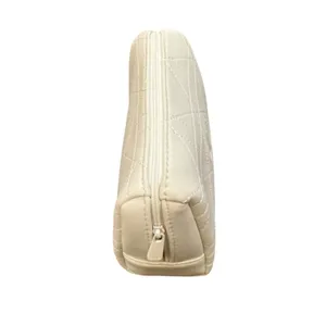 Christian Dior Quilted Cosmetic Makeup Zipper Bag Pouch Clutch - White thumbnail 3