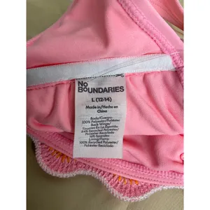 No Boundaries Crochet Bandeau Bikini Top‎ Pink Multi Stripe Large 12-14 NEW thumbnail 5