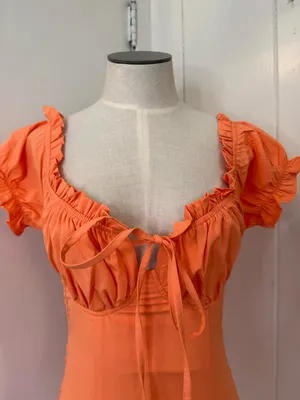 Tiger Mist Orange Ruffle Tie-Front Mini Dress thumbnail 2