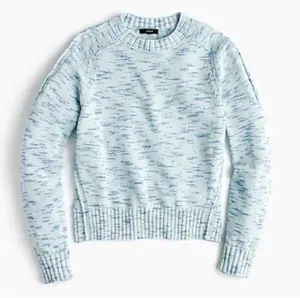 J.Crew Speckled Cotton Sweater (Sz XL) Sky Cabana Space Dye Blue thumbnail 1