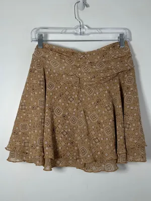 Aerie Women’s Small Chiffon Wrap Skirt Paisley Brown Bandana Print Boho Summer thumbnail 3