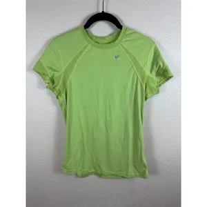 ASICS Running Shirt Women M Lime Green Short‎ Sleeve Breathable Sporty Athletic thumbnail 2