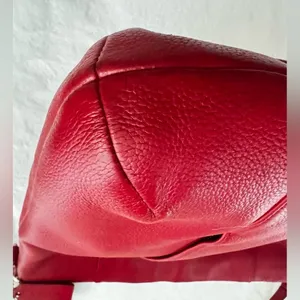 COACH Isabella Vibrant RED Leather Bag Shoulder Pebble Gold Hardware Handbag. thumbnail 5