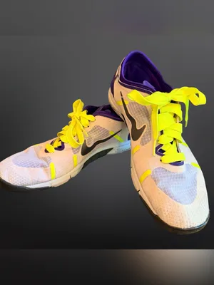 Nike Lunar Element Sneakers White Purple Neon Yellow Women’s 9 thumbnail 2
