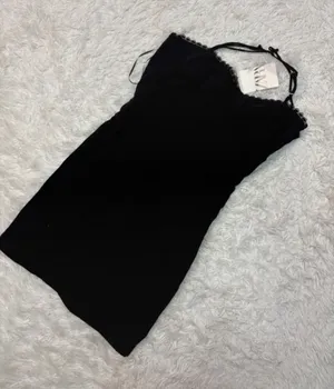 NWT Zara Black Lace-Trim Slip Dress thumbnail 1