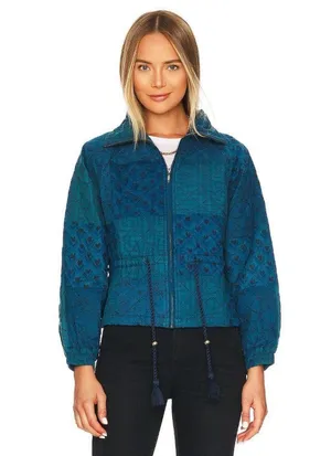 Cleobella Quilted Patchwork Lightweight Jacket Indigo Womens Size Small thumbnail 5