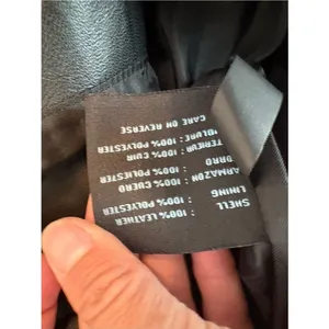Nine West Soft Genuine Leather Jacket Black Zip Front Women M thumbnail 4