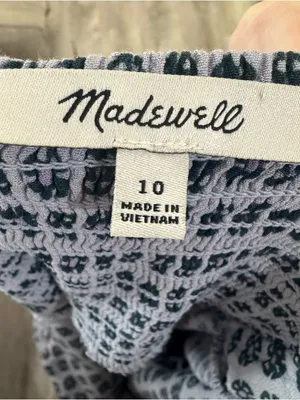 Madewell Cap-Sleeve Button-Front Mini Dress‎ in Geometric Print Size 6 Lavender thumbnail 7
