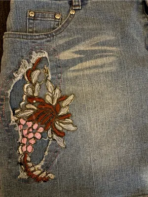 Simple Denim Mini Skirt with Floral Embroidery thumbnail 3