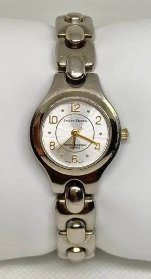 Vintage Jaclyn smith silver gold tone women’s watch 22mm quartz up to 7” running thumbnail 1
