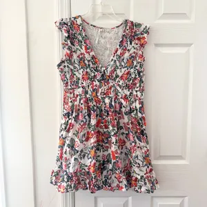 By Anthropologie The Peregrine Mini Dress Multicolor Floral Print Large XL READ thumbnail 2