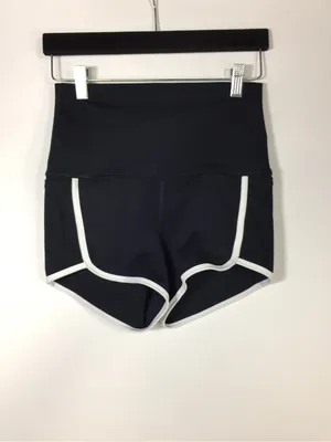 Free People Sporty Black High-Rise Athletic Shorts with White Trim thumbnail 2