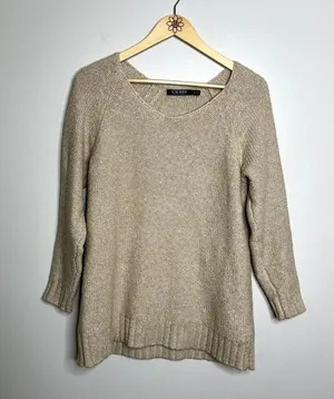Ralph Lauren Beige Knitted Scoop Neck Sweater thumbnail 4