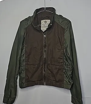 Lucky Brand military style army green zip up warm utility jacket sz Medium thumbnail 1