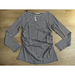 NWT Madewell Ruched Crewneck Long-Sleeve Tee in Soft Slub Jet black size M thumbnail 2