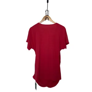 Halara Womens Wrap V-Neck Ruched Top Medium Coral Pink Short Sleeve T-Shirt thumbnail 5