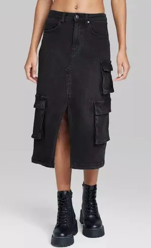 Wild Fable Cargo Midi Denim Skirt thumbnail 1