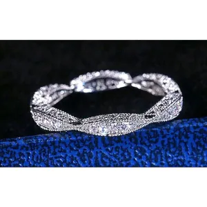 Boutique NEW Women's Gold‎ Plated Silver Eternity Simulated Diamond Band Ring Sz 10 thumbnail 6