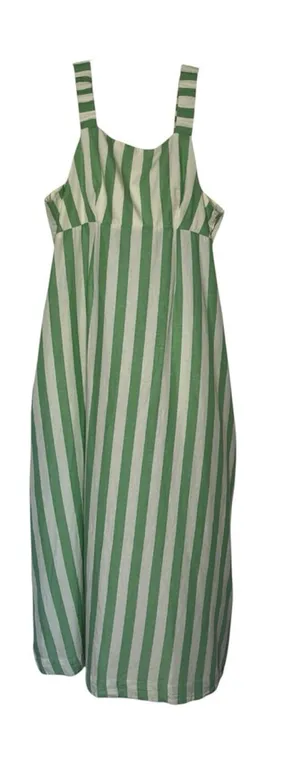 Pact Organic Cotton & Linen Sz XXXL Green and White Striped Maxi Dress thumbnail 1