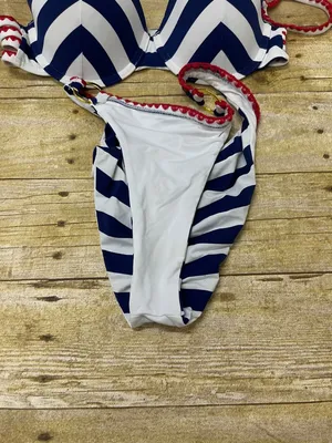 Beach Bunny Navy and White Striped Bikini with Red Trim gold accents size S/M (? thumbnail 5