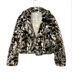 Free People Band of The Free Open Front Faux Fur Ivory/Black Jacket(Size Medium) thumbnail 3