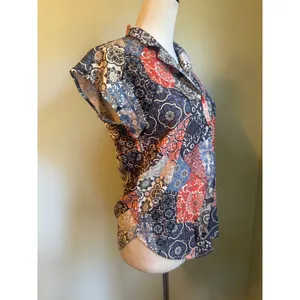 Philosophy‎ Patchwork Tile Button boho whimsigoth retro y2k cottage Top XS shirt thumbnail 2