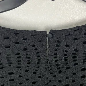 J. CREW Factory Black Eyelet Overlay Short Sleeves Blouse, Size 8 Casual Neutral thumbnail 5