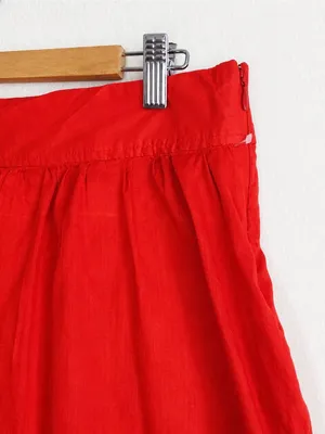 Bright Red Circle Skirt with Elastic Waist thumbnail 7