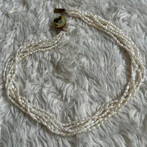 Vintage 6 Strand Freshwater Rice Irregular Pearl Necklace Cloisonne Closure thumbnail 8