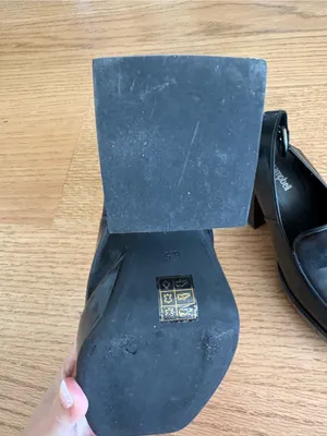 Jeffrey Campbell Black Leather Square-Toe Slingback heeled Loafers thumbnail 5