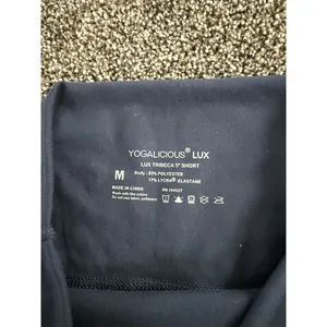 Yogalicious Lux Biker Shorts Womens M Navy Blue High Waist 5in Pockets thumbnail 2