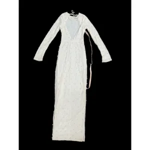 NWT‎ Oh Polly Vienna White Pearl Beaded Backless Maxi Dress Size US 0 thumbnail 7