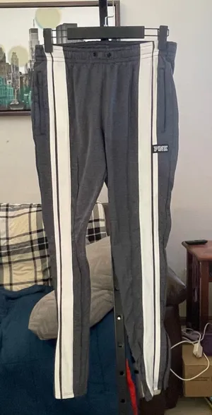 Women's PINK Victoria's Secret Gray & White Track Pants S thumbnail 1