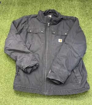 Carhartt Quick Duck Jacket Mens XL Black Canvas Woodward Traditional Insulated‎ thumbnail 1