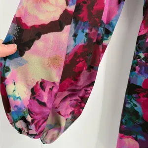 Gianni Bini Floral Dress Lined Balloon Sleeves Flirty Tie Front Keyhole medium thumbnail 4